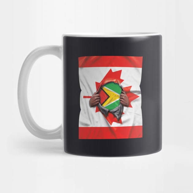 Guyana Flag Canadian Flag Ripped - Gift for Guyanese From Guyana by Country Flags